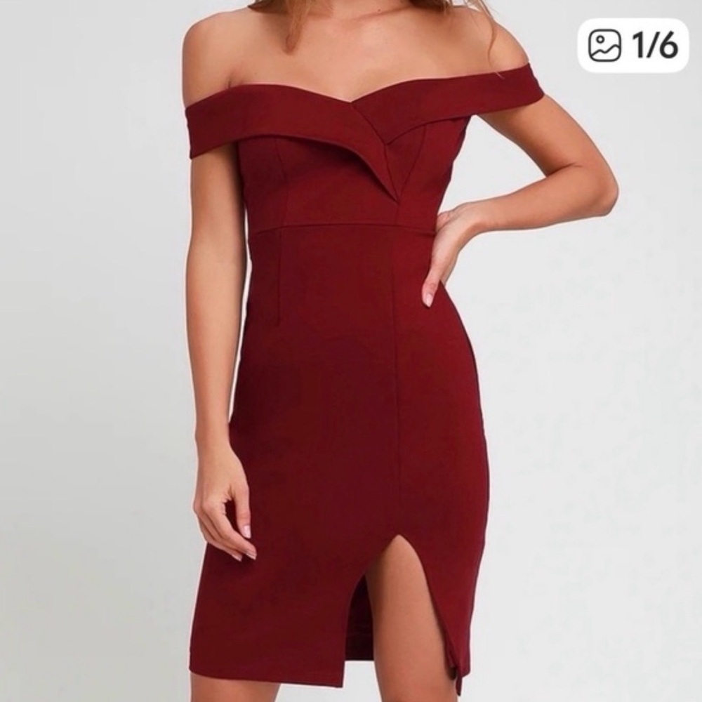 Lulus Strapless Burgundy Dress